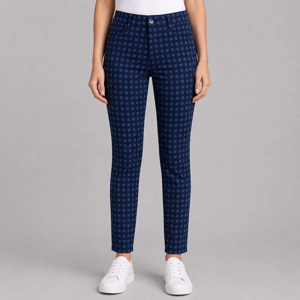 Banana Republic Sloan Pants Women’s 0P Blue Checkered Ankle Career Trousers